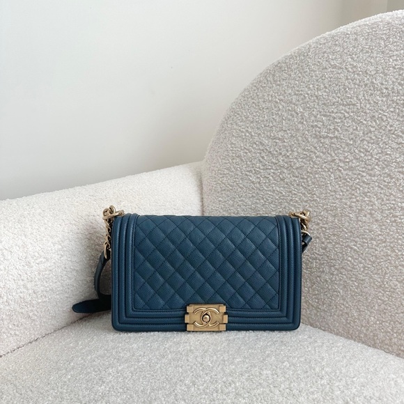 CHANEL Handbags - Chanel Leboy Medium Caviar Blue Handbag GHW series 23